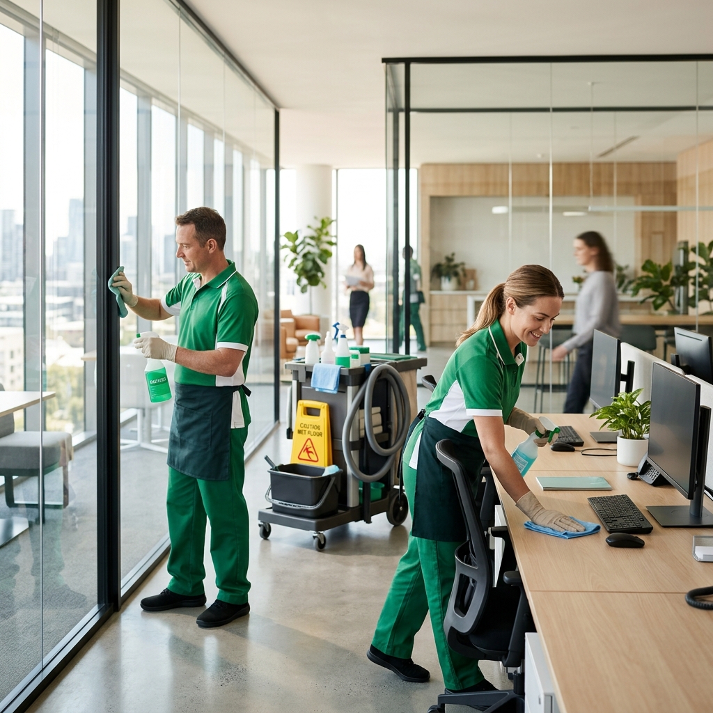 Five 0 Six cleaning professionals at work
