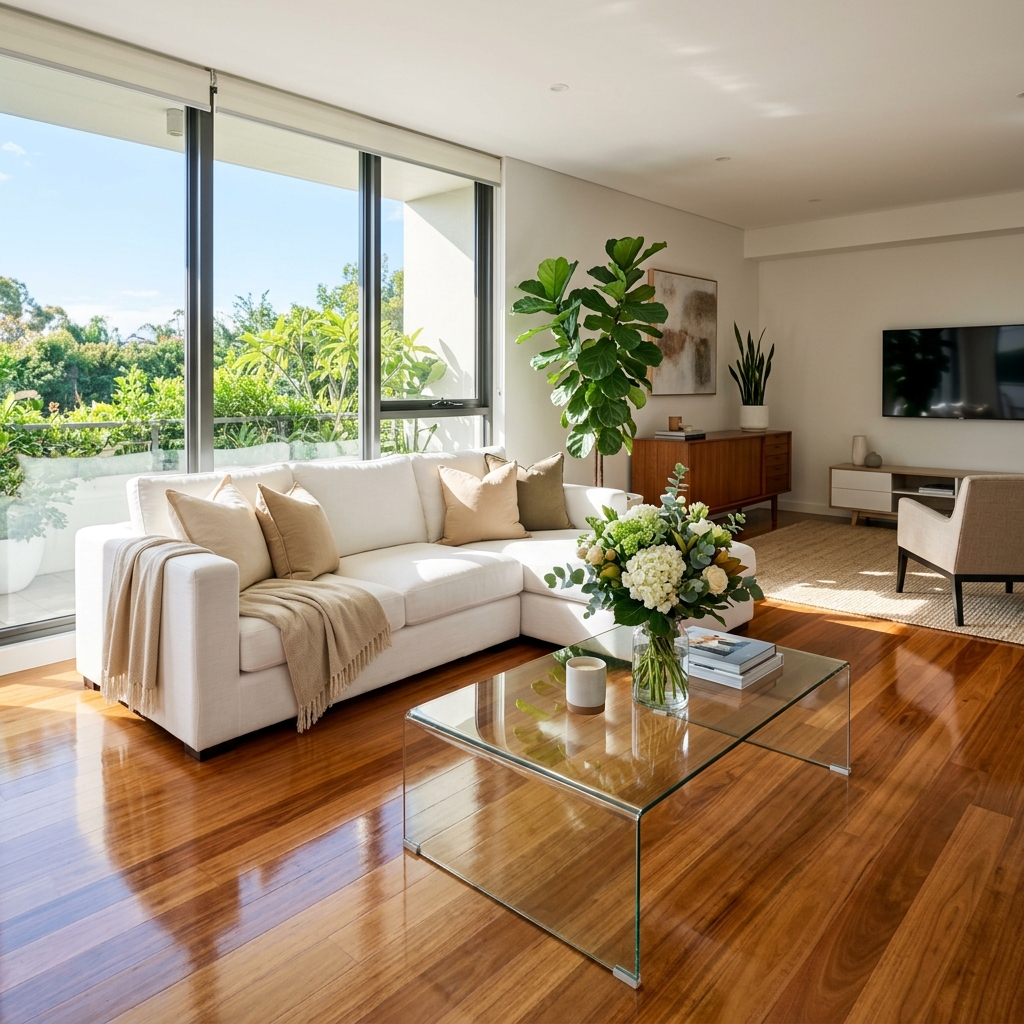 Professionally cleaned modern living room